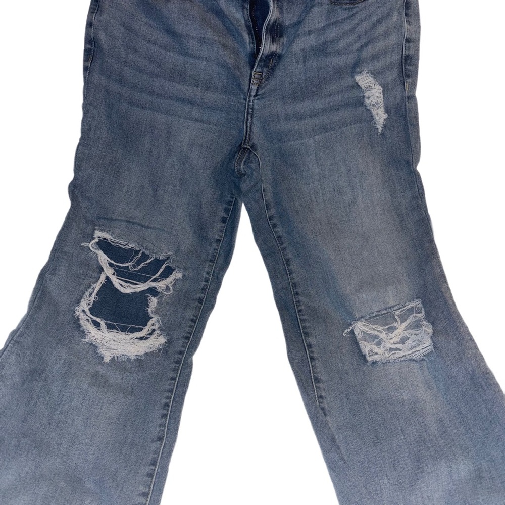 Lane Bryant Signature Fit Mid-Rise Boot Cut Distressed Blue Jeans for Women